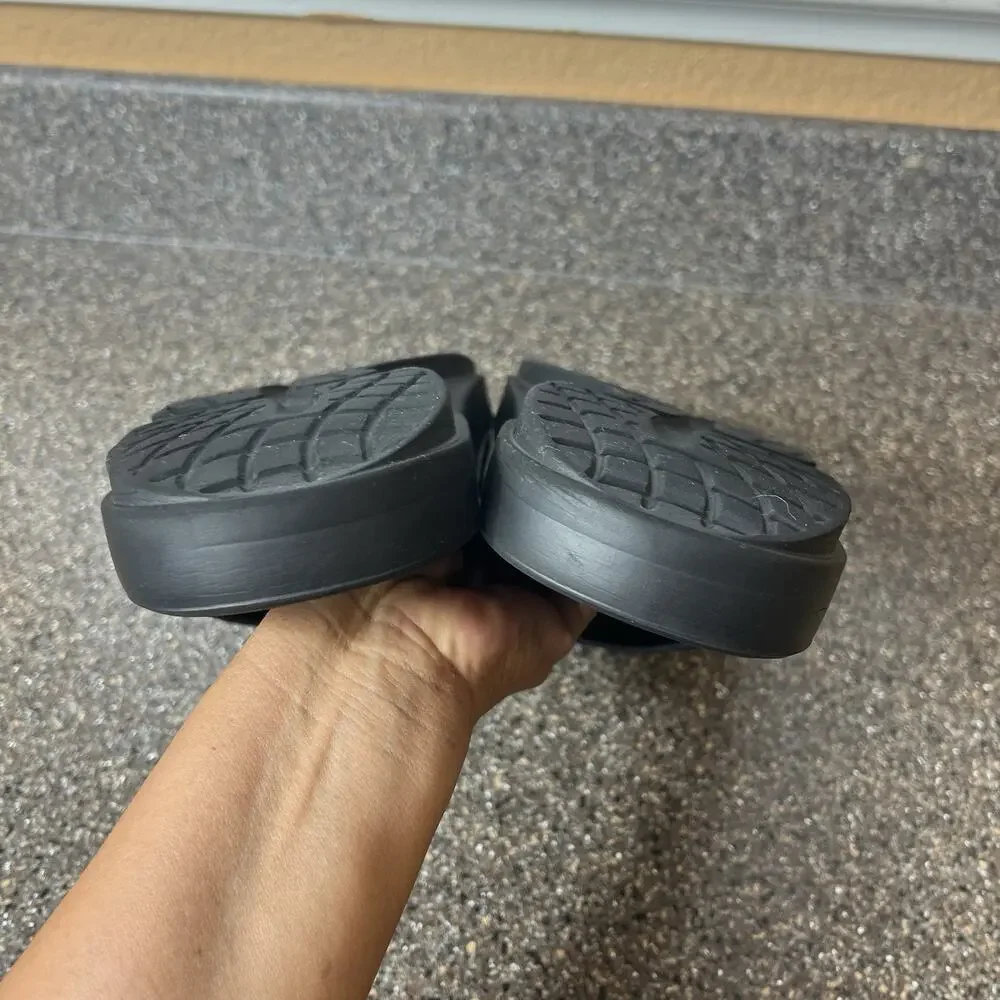OOFOS Summer Rubber Sandals Mens Sz 9 All Black Comfort Slides Slip On Womens 12